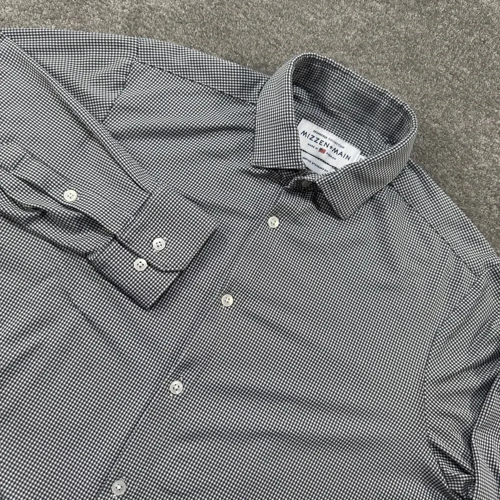 Mizzen + Main Medium Spinnaker Button Front Micro Check Performance Shirt Preppy